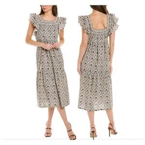 OPT smocked tiered dress square neck size large